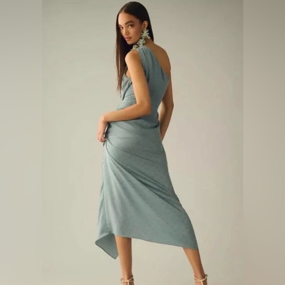NWT Favorite Daughter | Blue The Singles Table Polka Dot One Shoulder Dress, 2